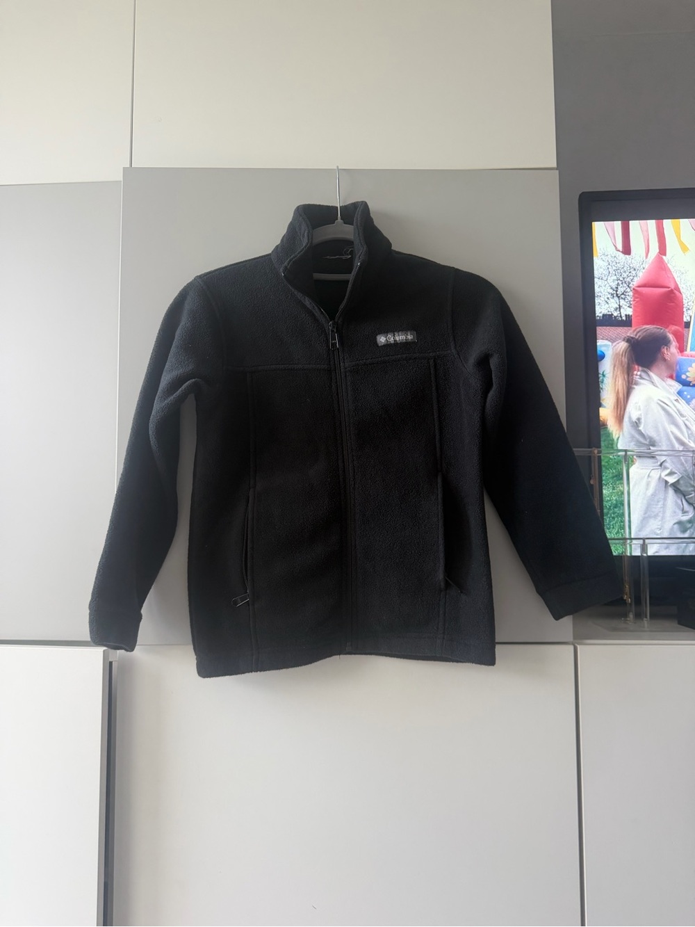Columbia Black Kids Full-Zip Fleece Jacket with Stand Collar